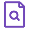 Document icon with a magnifying glass indicating search in a file or document application