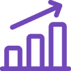 Bar chart icon with three rising purple bars and an upward arrow, representing growth or improvement.