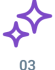 Two purple sparkle icons above the number 03, indicating step 3.
